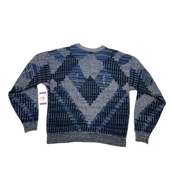 Vintage Sweater Graphix Blue Gray Geometric Cardigan Retro Mens XL Grandpacore - Picture 2 of 16